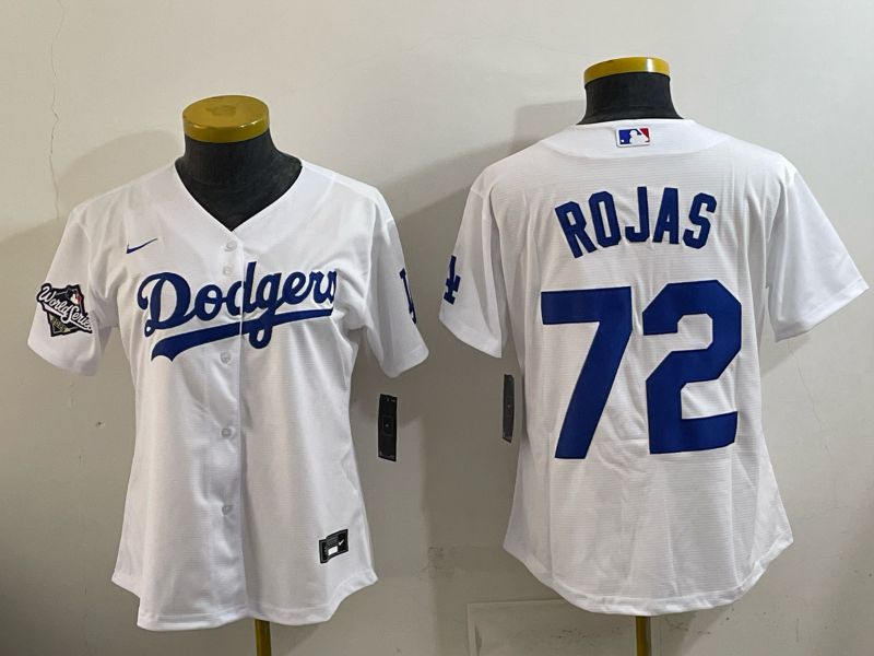 Women 2026 Nike Los Angeles Dodgers #72 Rojas White Game MLB Jersey 05